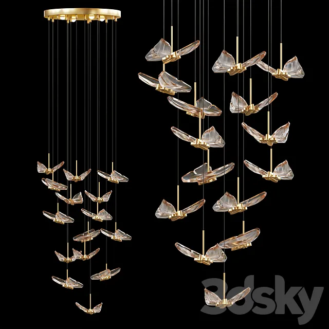 Chandelier Fly Butterfly 3DS Max Model