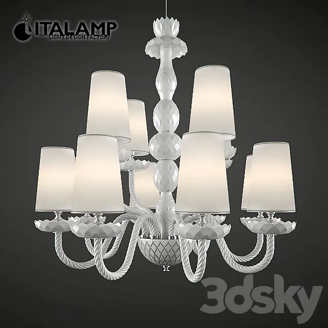 Chandelier Italamp 2848 + 4 White NK White shades 3DS Max Model