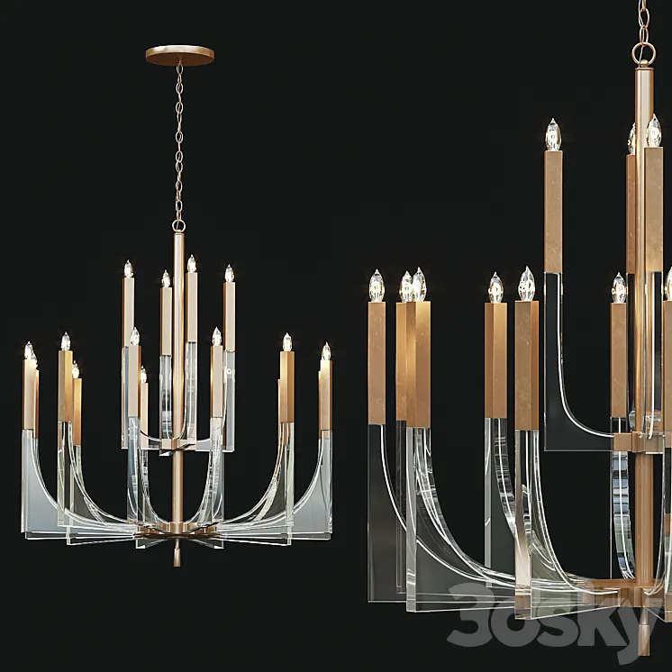 Chandelier John Richard Acrylic and Brass Ten 3DS Max