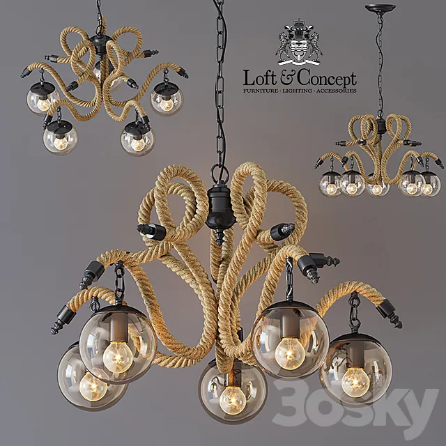 Chandelier Lobe Rope Chandelier Globe 5 3ds Max