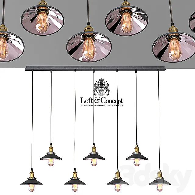 Chandelier Loft Cone Pendant Reflector 7 Line 3DSMax File