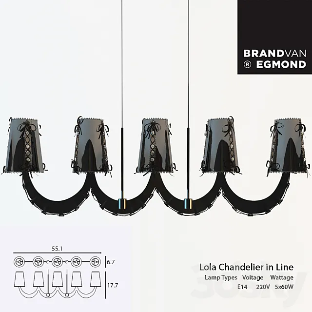 Chandelier Lola Chandelier in Line 3ds Max
