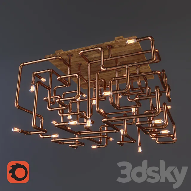 Chandelier made of copper pipes 3DSMax File