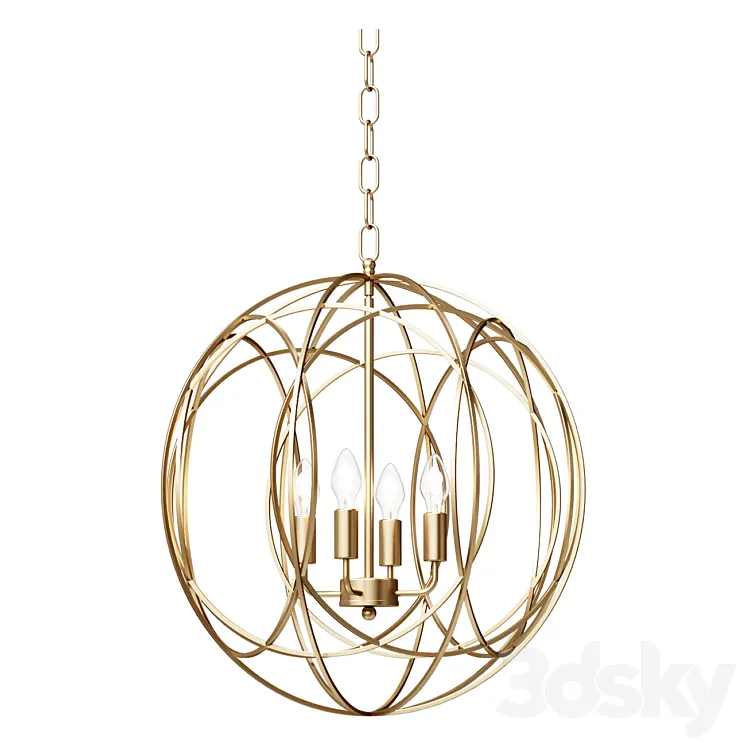 Chandelier Modern Chic Gold 4-Light Iron Chandelier Orb Chain Hanging Geometric Ceiling Lamp 3DS Max Model