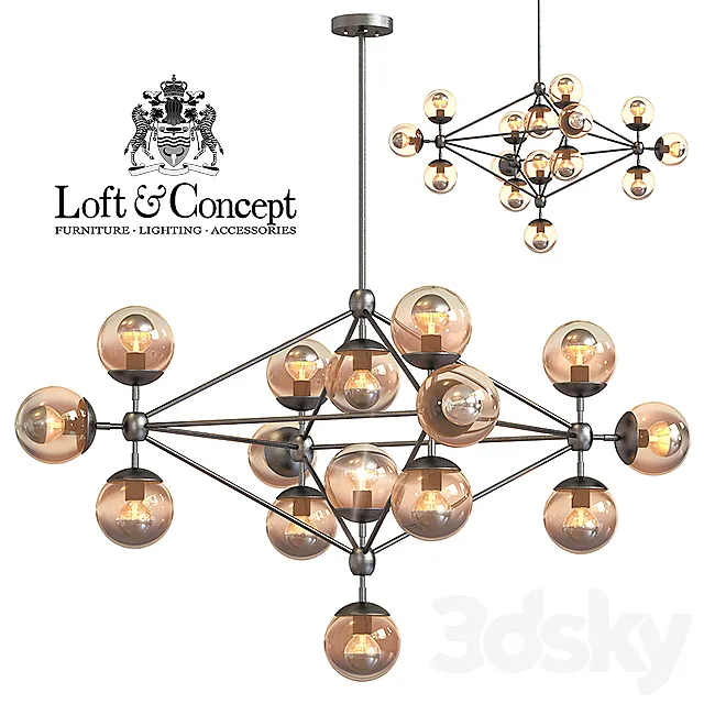 Chandelier Modo Chandelier 15 Globes 3DS Max Model