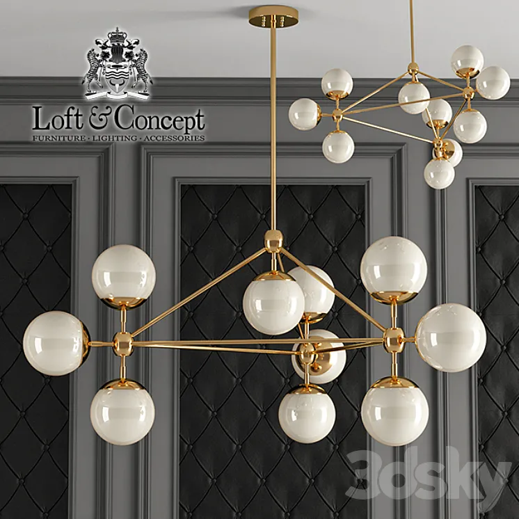 Chandelier Modo Chandelier White Glass 3DS Max