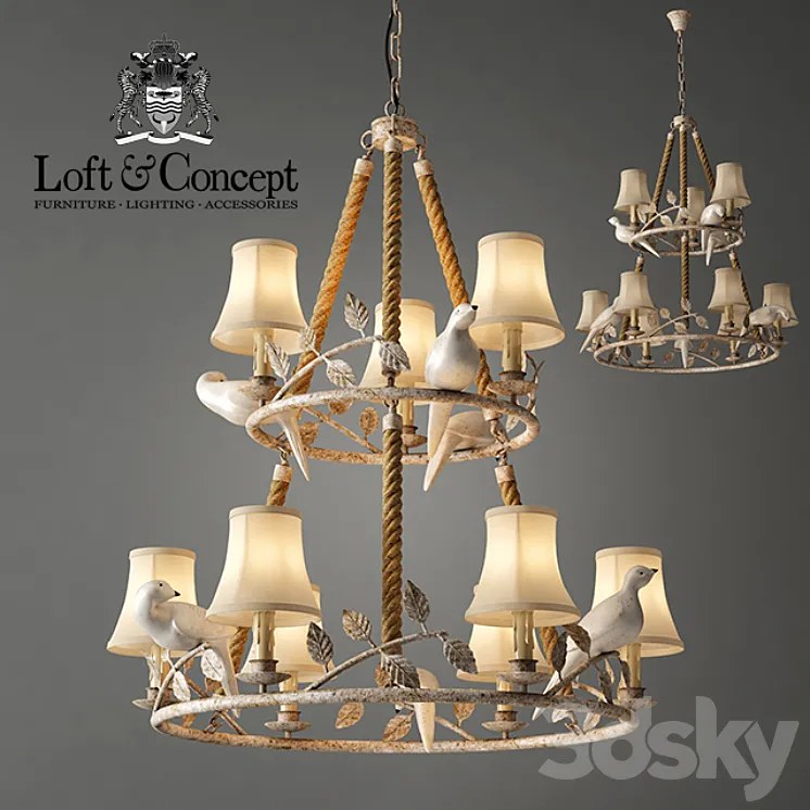 Chandelier Norman Bird Forest Patina 9 3DS Max