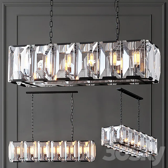 Chandelier RH Harlow Crystal Square Chandelier 10 3DS Max Model