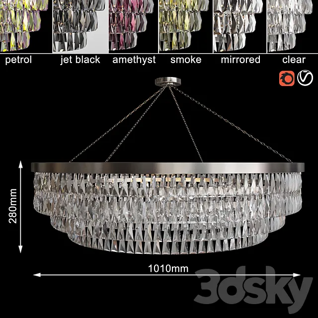 Chandelier Shallow Chandelier with Crystal 1010mm 3ds Max
