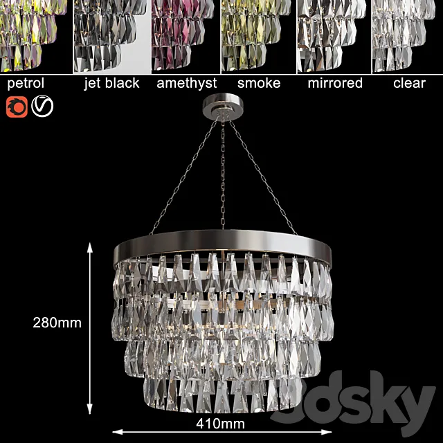 Chandelier Shallow Chandelier with Crystal 3ds Max