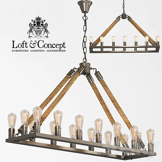 Chandelier Square Large Loft Rope Ligh 3DS Max Model