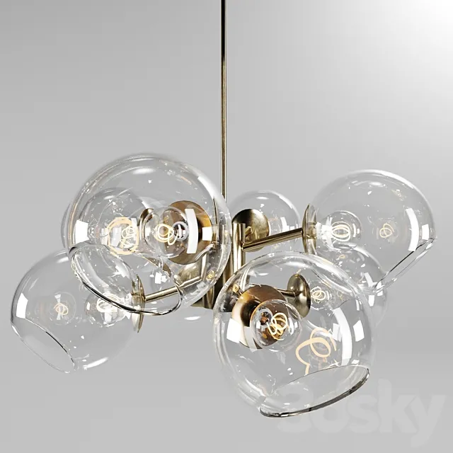 Chandelier west elm Staggered Glass Chandelier – 9-Light 3DS Max Model