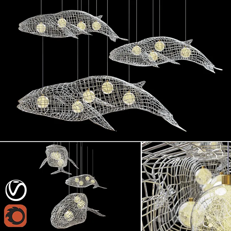 Chandelier "Whales" 3DS Max