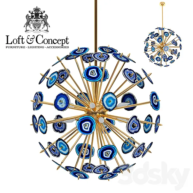 Chandelier with blue agate Agate Burst Chandelier BLUE 3ds Max