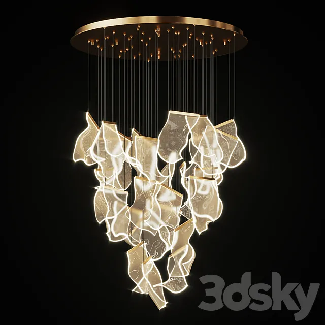 Chandelier with Curved Acrylic Plates Miran 28 3ds Max