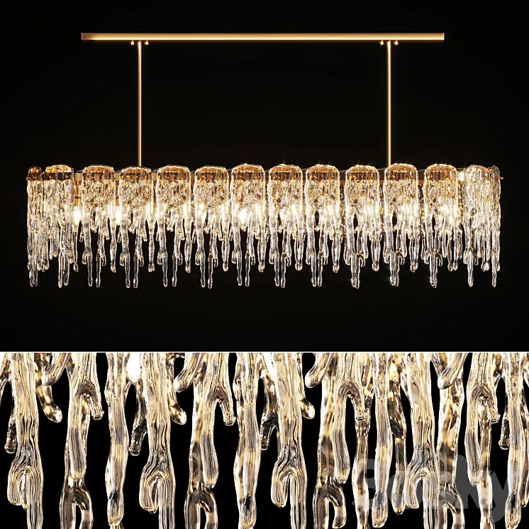 Chandelier with Ice Plates Spring Long M 3DS Max
