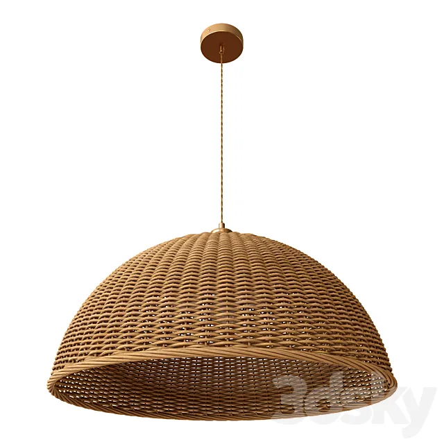 Chandelier with wicker lampshade (hemisphere) 3ds Max