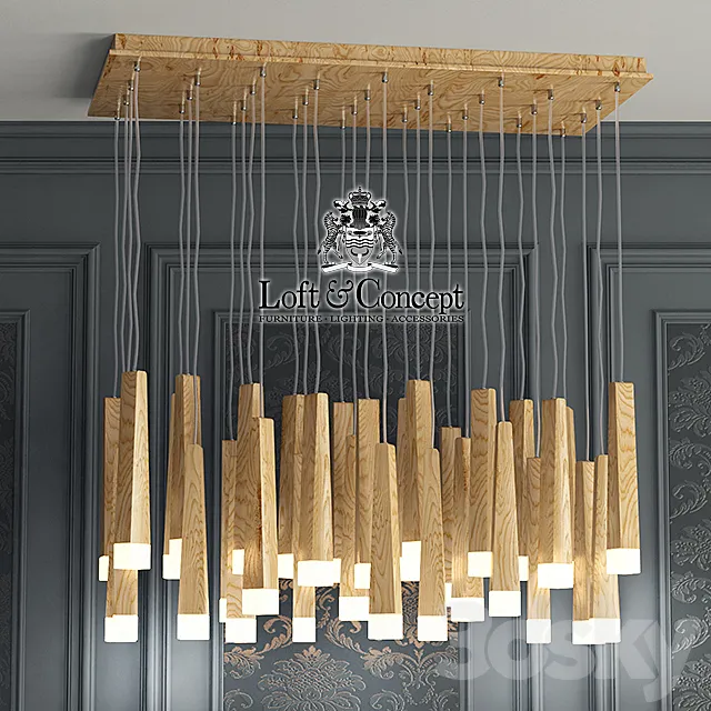 Chandelier Wooden Glowworm Square 3ds Max