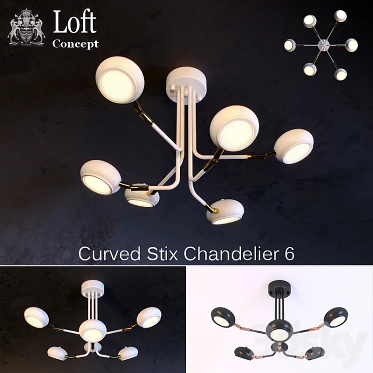 Chandeliers Curved Stix 3DS Max