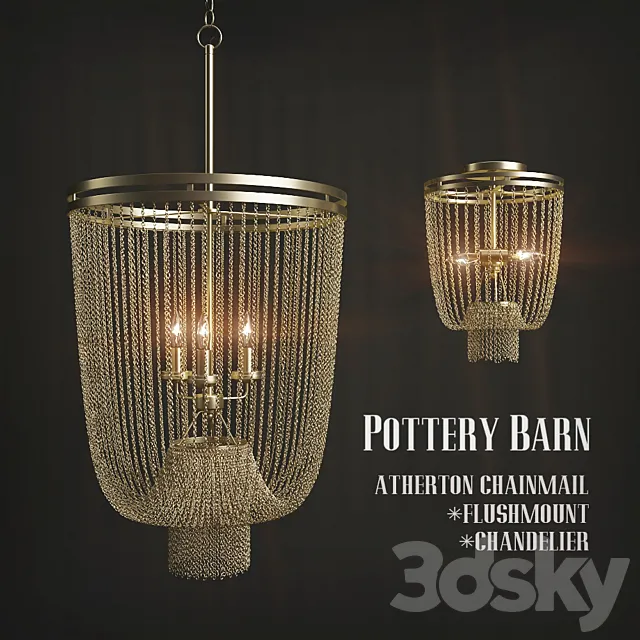 Chandeliers POTTERY BARN ATHERTON CHAINMAIL FLUSHMOUNT _ CHANDELIER 3DSMax File