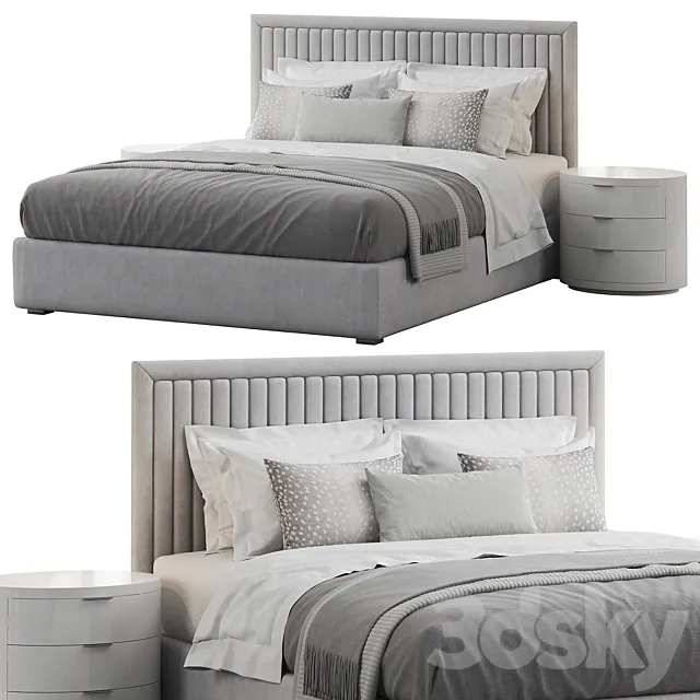 Channel Tufted Headboard Pine Bed 3ds Max