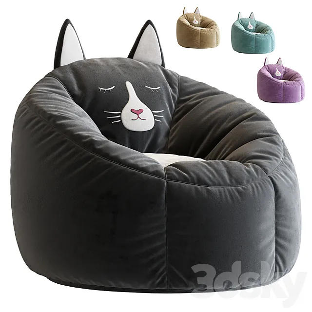 Character Bean Bag Chair Black Cat 3DSMax File