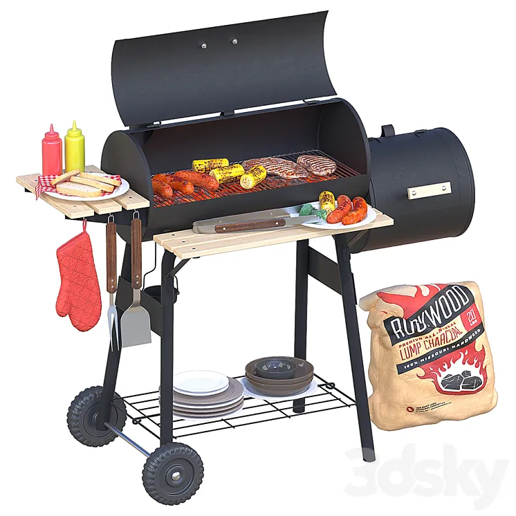 Charcoal grill BBQ 3DS Max