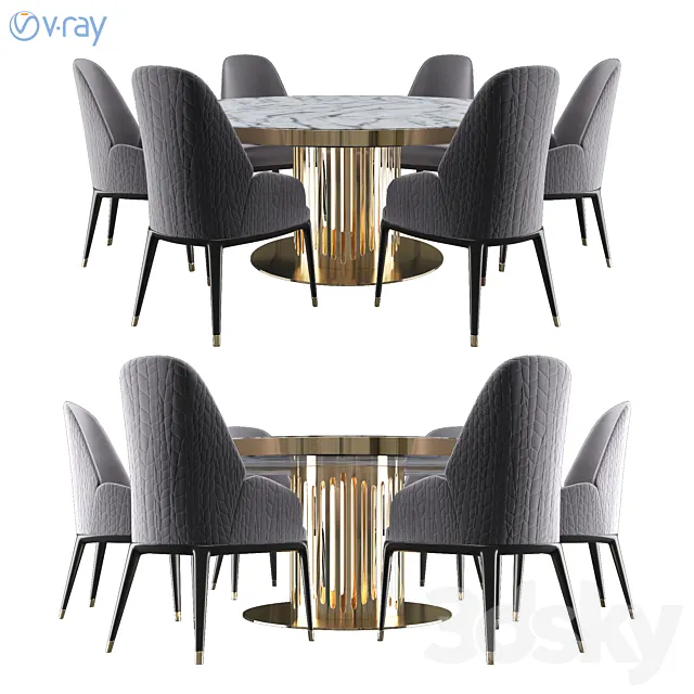 Charisma Collection-Round table with MARBLE top 3ds Max