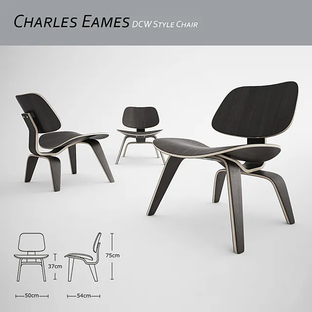 Charles Eames DCW Style Chair 3DS Max Model