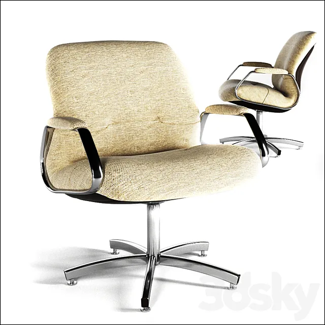 Charles Pollock style STEELCASE Chrome 3ds Max