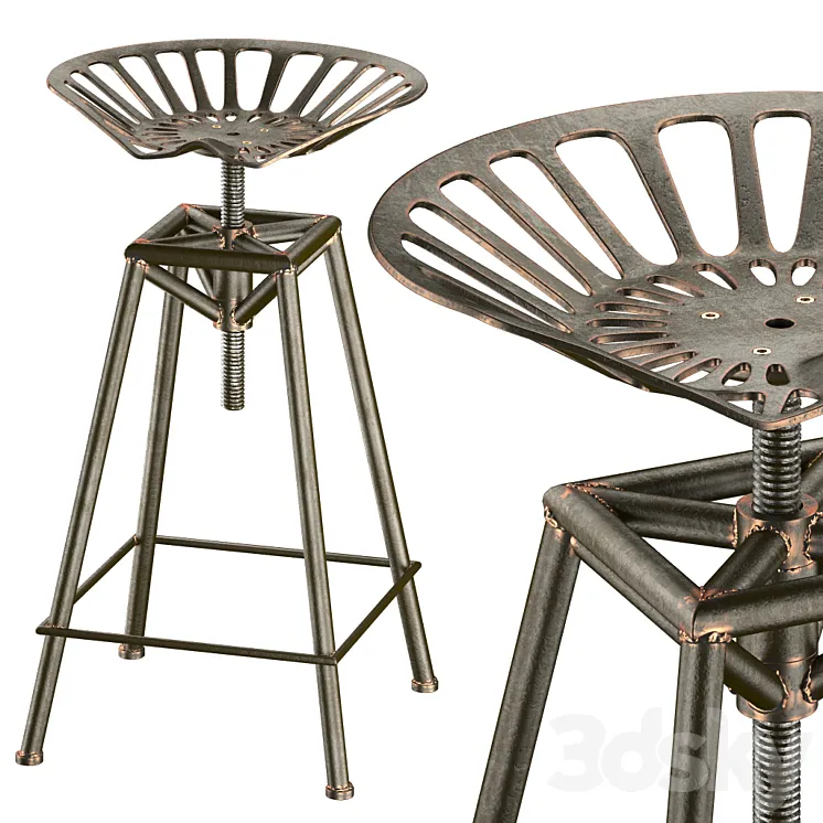 Charlie Industrial Metal Design stool 3DS Max