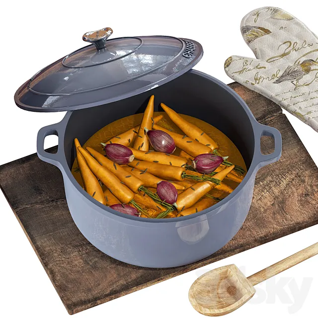Chasseur Kitchen Set with Vegetables 3DSMax File