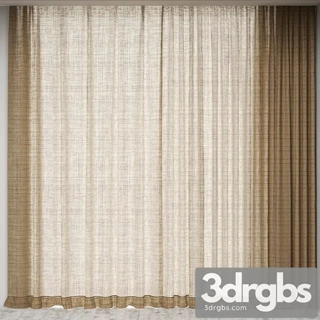Checked Linen Curtain 3dsmax Download