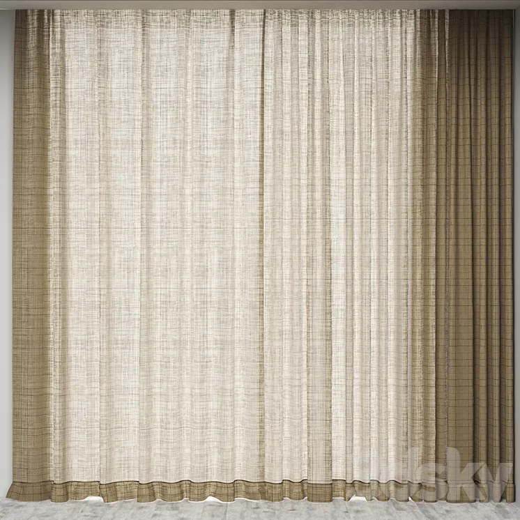 CHECKED LINEN CURTAIN 3DS Max