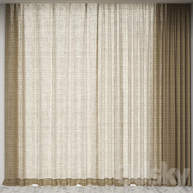 CHECKED LINEN CURTAIN 3DSMax File