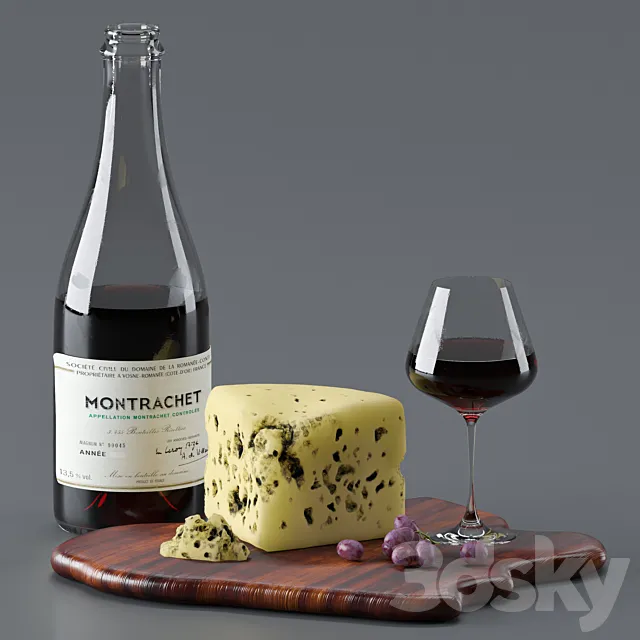 cheese and wine 3ds Max