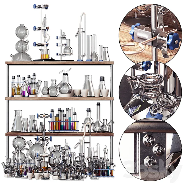 Chemistry dishes n2 \/ Chemistry laboratory glassware No. 2 3DS Max Model