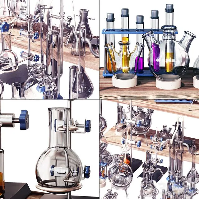 Chemistry dishes n2 Chemistry laboratory glassware No. 2 3dsMax Model