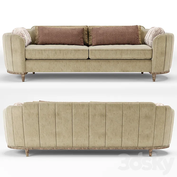 Cherish Round Barrel Beige Velvet Sofa 3DS Max