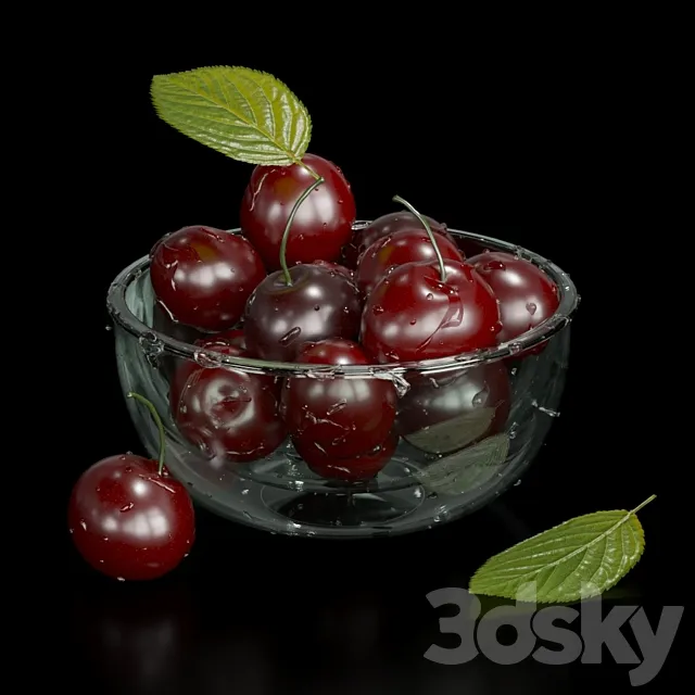 Cherries in drops of water 3DSMax File