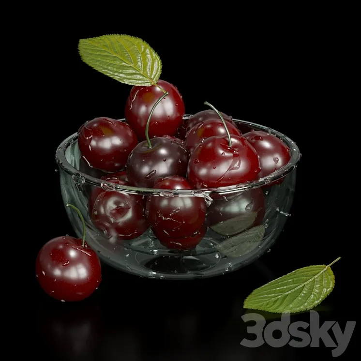 Cherries in drops of water 3DS Max Model