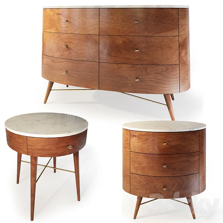 Chest and nightstand Acorn Penelope. Dresser bedside table by West Elm 3DS Max