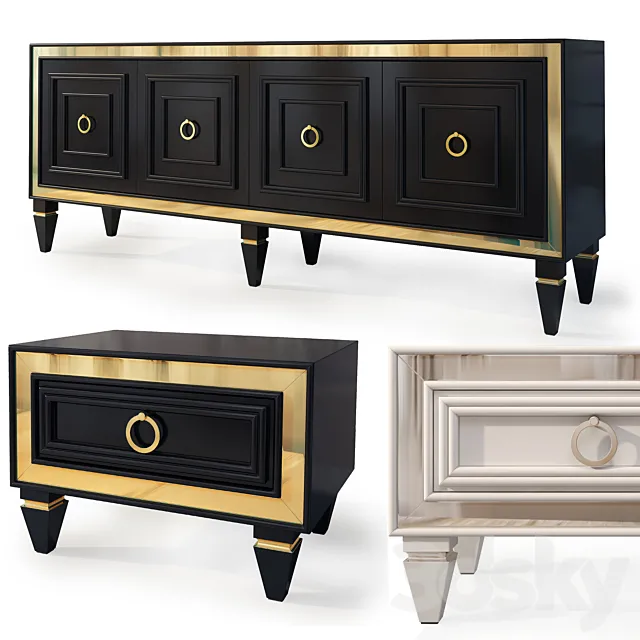 Chest and nightstand Art Deco Bornova. Nightstand tv stand. 3ds Max