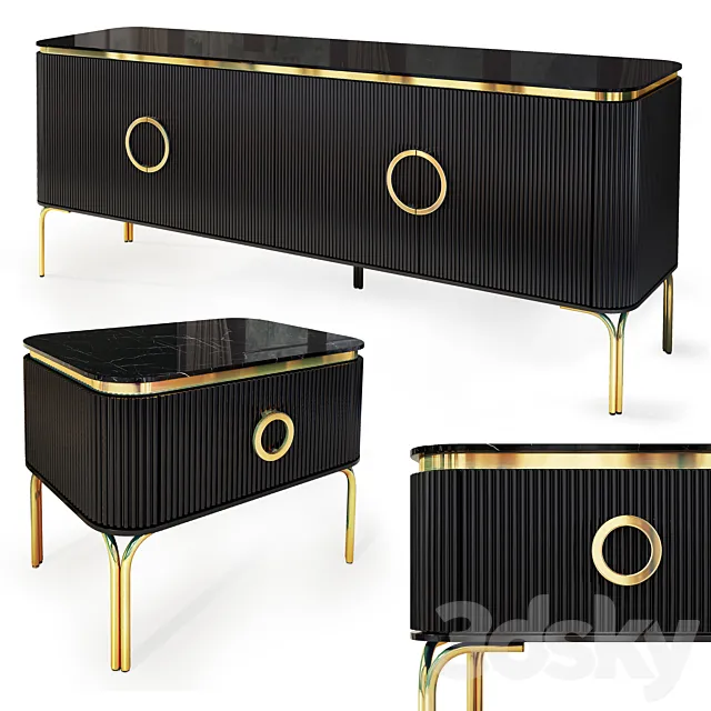 Chest and nightstand Art Deco Hira. Nightstand sideboard by MedusaHome 3ds Max