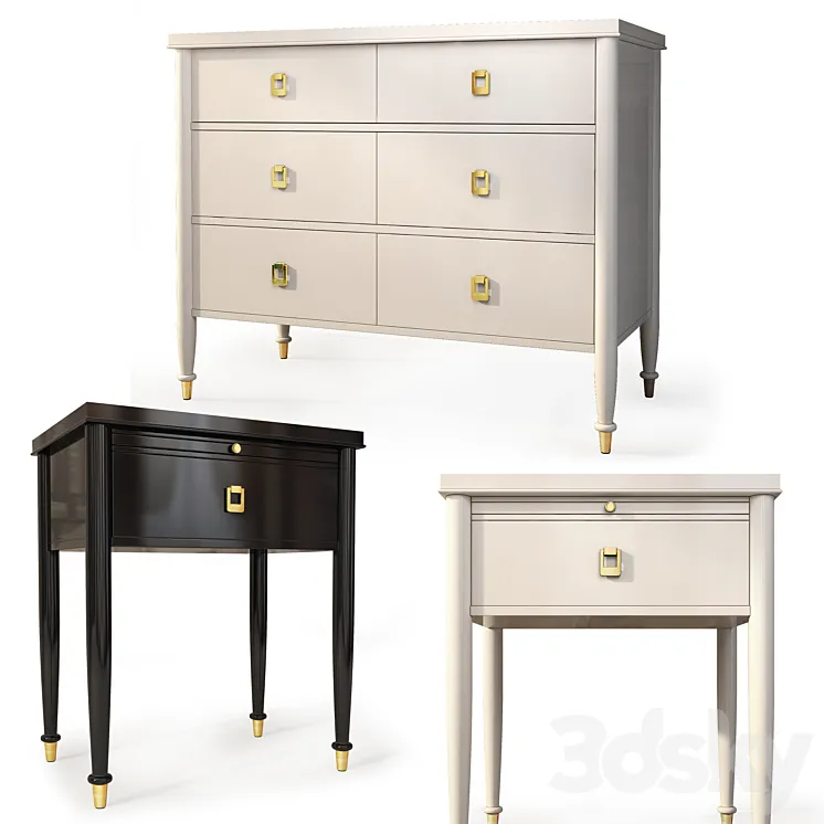 Chest and nightstand Lacourte. Dresser nightstand by Williams Sonoma 3DS Max