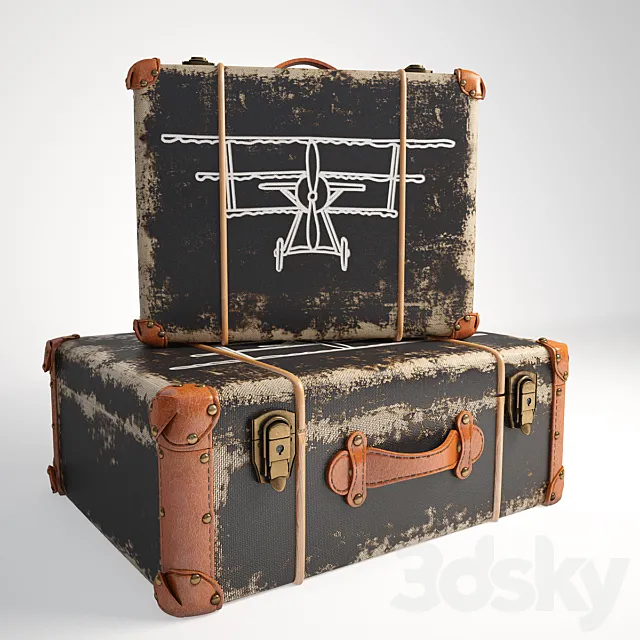 Chest Deco Suitcase Aviation Kare 3DSMax File