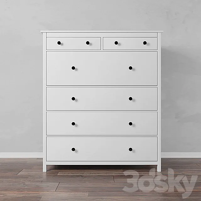 Chest of 6 drawers white stain. HEMNES IKEA HEMNES 3DS Max Model