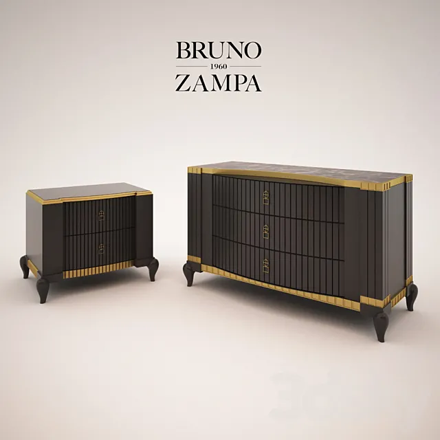 Chest of drawers and bedside cabinet Bruno Zampa 3ds Max