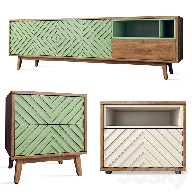 Chest of drawers and bedside table Astra. Sideboard nightstand by Osobica 3ds Max