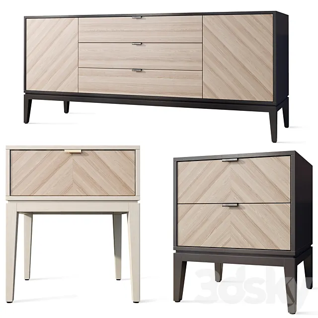 Chest of drawers and bedside table Fjord Ellipse Furniture 3ds Max